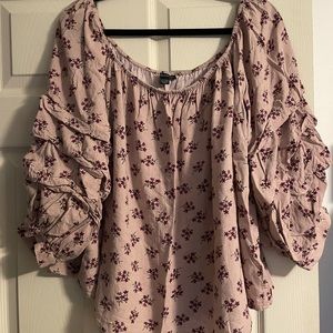 AE SIZE XXL MAUVE FLORAL OFF THE SHOULDER TOP